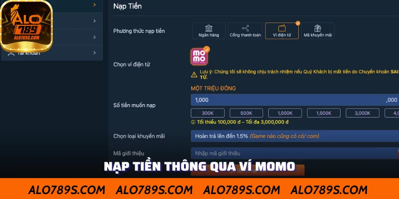 Nạp tiền Alo789 qua ví điện tử